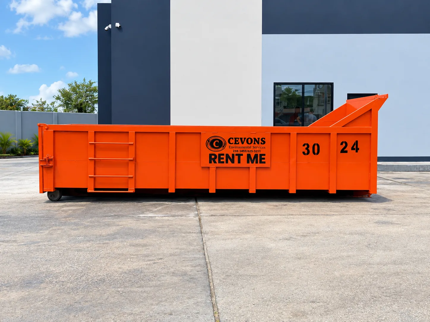 CEVONS skip bin on site