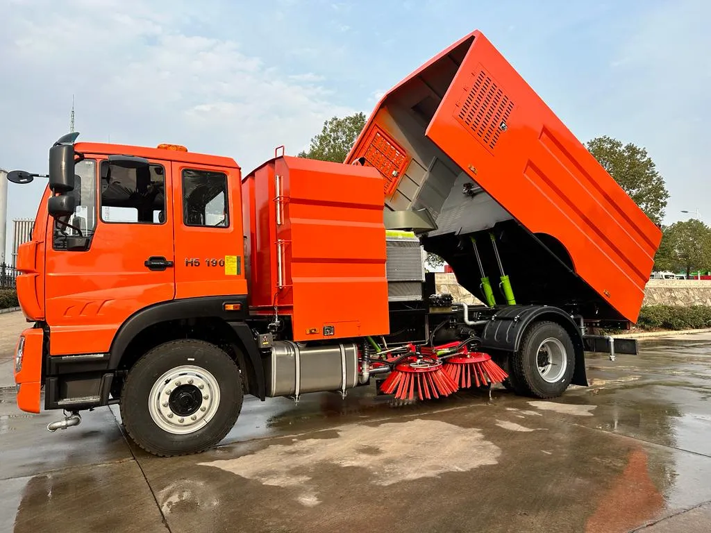 Road sweeping service in progress