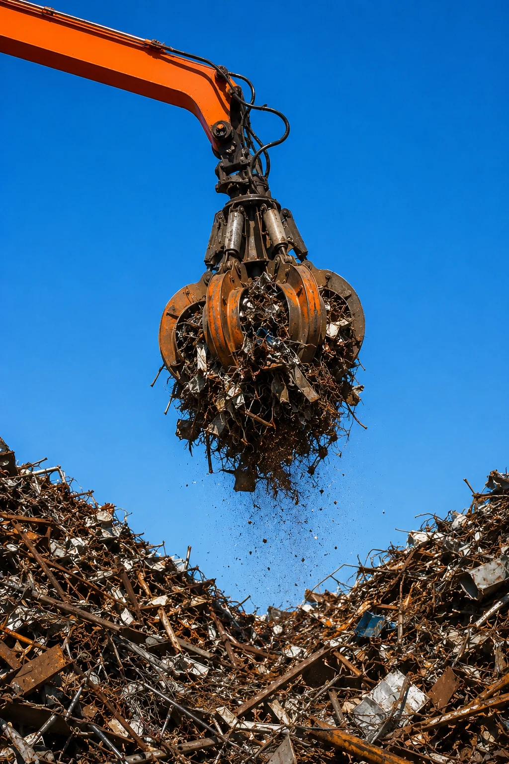 Compressed scrap metal bales at the CEVONS recycling facility, ready for export
