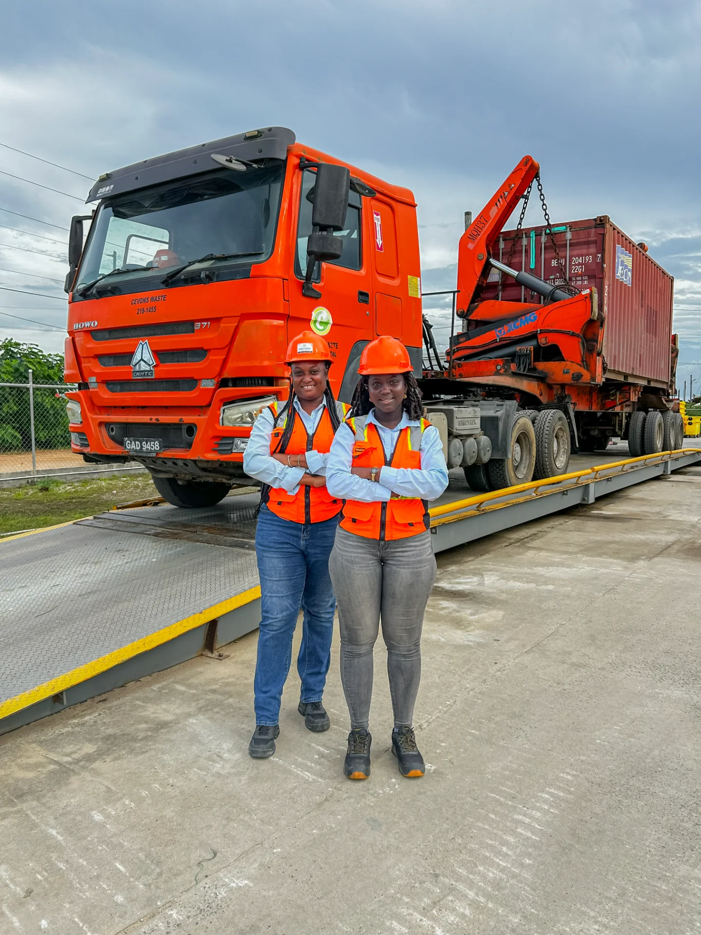 Industrial waste management team at work